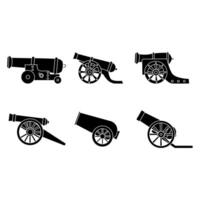 Cannon icon vector set. Artillery illustration sign collction. Weapon symbol or logo.