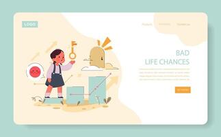 Neglected child has less opportunities through life web banner vector