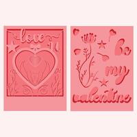 Valentine's day pink gift card multilayer. vector