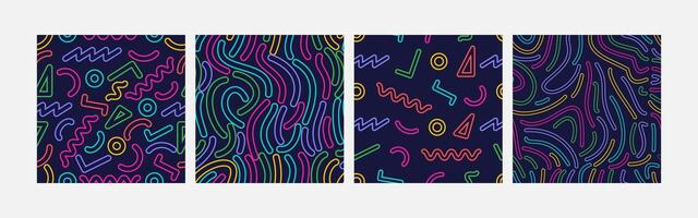 Collection of abstract background seamless pattern 90s style vector design, design can be for t-shirts, wrapping paper, printing needs