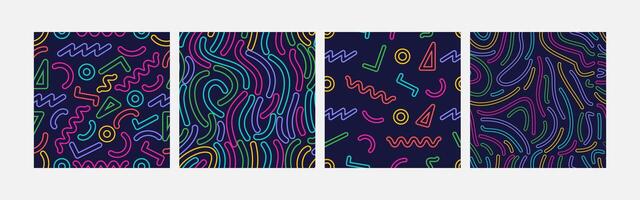 Collection of abstract background seamless pattern 90s style vector design, design can be for t-shirts, wrapping paper, printing needs