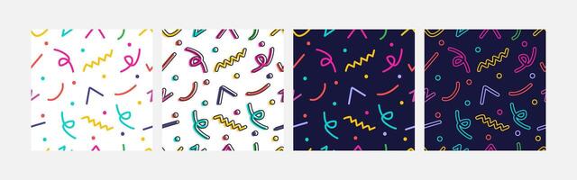 Collection of abstract background seamless pattern 90s style vector design, design can be for t-shirts, wrapping paper, printing needs