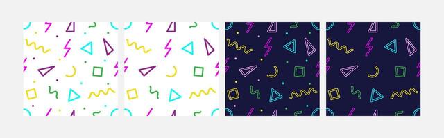 Collection of abstract background seamless pattern 90s style vector design, design can be for t-shirts, wrapping paper, printing needs