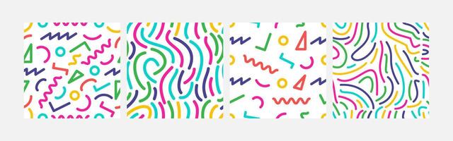 Collection of abstract background seamless pattern 90s style vector design, design can be for t-shirts, wrapping paper, printing needs