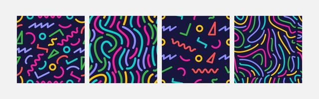 Collection of abstract background seamless pattern 90s style vector design, design can be for t-shirts, wrapping paper, printing needs