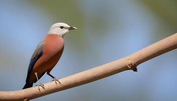 ai generado pájaro fotografía, cola castaña estornino pájaro imagen, más hermosa pájaro fotografía, estornino naturaleza fotografía, ai imagen foto