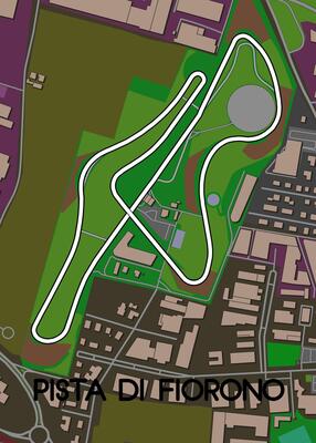 Fiorano circuit, Circuito di Fiorano, Italy map poster art
