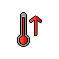 vector icono temperatura aumento, alto temperatura, en blanco antecedentes. icono aislado en blanco fondo, adecuado para sitios web, blogs, logotipos, gráfico diseño, social medios de comunicación, ui, móvil aplicaciones