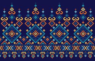 Geometric shapes in shades of blue form a repeating pattern on fabric. Design for ethnic,fabric,motif,tribal,stripe,ornamental,mexican,repeat,triangle,carpet,embroidery,retro,illustration,pattern. vector