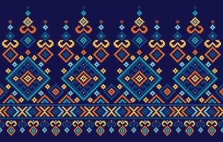 Geometric shapes in shades of blue form a repeating pattern on fabric. Design for ethnic,fabric,motif,tribal,stripe,ornamental,mexican,repeat,triangle,carpet,embroidery,retro,illustration,pattern. vector