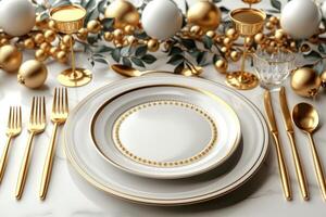 AI generated table setting with cutlery for deverse a delicious dish advertising food photography photo