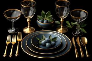 AI generated table setting with cutlery for deverse a delicious dish advertising food photography photo