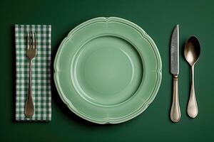 AI generated table setting with cutlery for deverse a delicious dish advertising food photography photo