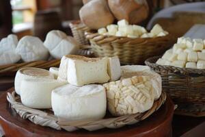 AI generated Traditional cured curd cheeses from the cariri region northeastern brazil. photo