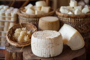 AI generated Traditional cured curd cheeses from the cariri region northeastern brazil. photo