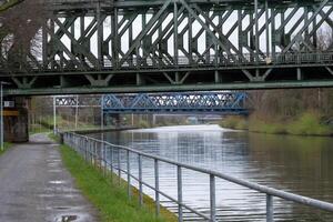 industrial channel with many bridges photo