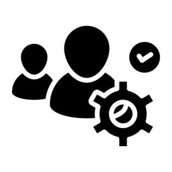 Avatars with gear showing concept of employee setting iconAvatars with gear showing concept of employee setting icon vector
