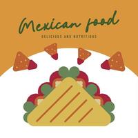 Flat mexican food illustration background with food icons vector