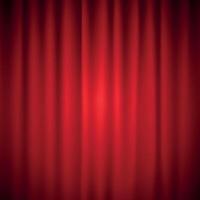 Red Curtain on stage.Vector Background with light of projector for ceremony.Background with spotlight in theater or cinema. Red closed curtain for theater scene and club vector