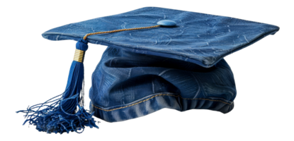 ai genererad blå denim-struktur gradering keps med tofs på transparent bakgrund - stock png. png