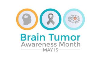 Brain Cancer awareness month is observed each year in May. That s supporting and awaring people illness of brain tumor. Vector illustration.