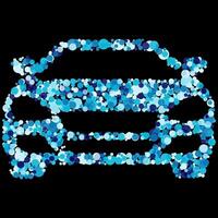 Abstract Blue Dot Mosaic Car Illustration on Black Background shades bubbles vector