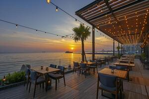 ai generado un playa café tienda foto