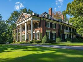 ai generado un estilo georgiano colonial inmuebles situado en un frondoso suburbio foto