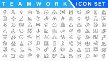 Business people line icons set. Businessman outline icons collection. Teamwork, human resources, meeting, partnership, meeting, work group, success, resume - stock vecto vector