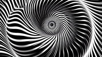 AI generated black and white abstract spiral circle loop pattern background video