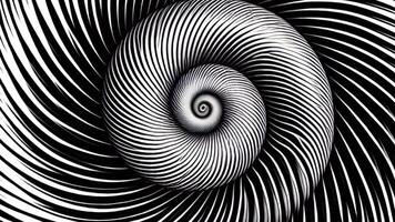 AI generated black and white abstract spiral circle loop pattern background video