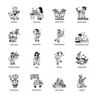 Trendy Glyph Icons Depicting Music Party vector
