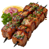 AI generated grilled meat skewers isolated on transparent background ,grilled meat satay ,generative ai png