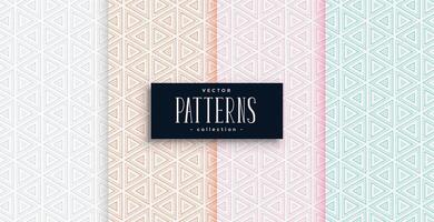 elegant triangle shapes pattern set in four colors vector