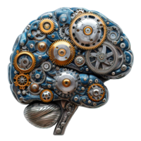 AI generated Mechanical brain isolated on transparent background ,cyborg brain network ,generative ai png