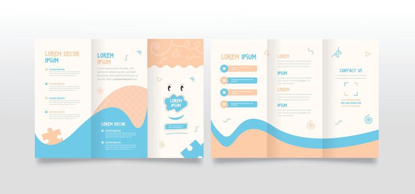 Autism trifold brochure template. Morden, Creative and professional brochure vector design. Simple and minimalist promotion layout illustration.