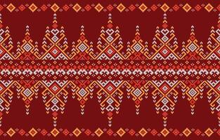Geometric pattern. Cross stitch pattern on red background. Design for cross stitch,ethnic,fabric,pattern,embroidery,motif, cross,stitch,folk,retro,pixel,handcraft,abstract,batik,zigzag. vector