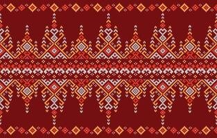 Geometric pattern. Cross stitch pattern on red background. Design for cross stitch,ethnic,fabric,pattern,embroidery,motif, cross,stitch,folk,retro,pixel,handcraft,abstract,batik,zigzag. vector