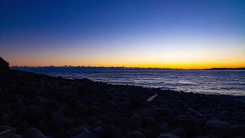 A sunset timelapse of the coast in Heda Shizuoka wide shot video