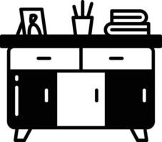 Cupboard table glyph and line vector illustration