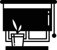 Plant and window glyph and line vector illustration