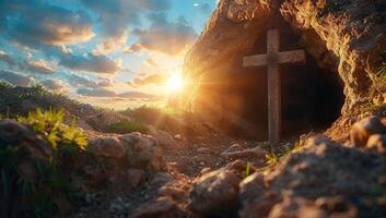 AI generated The Cross and the Empty Tomb photo