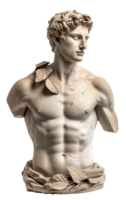 AI generated Historical vintage statue with cracks on an isolated transparent background png