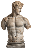 AI generated Historical vintage statue with cracks on an isolated transparent background png