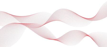 abstract vector red wave lines on white background