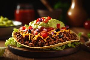 ai generado auténtico y Agua en la boca mexicano tostadas - delicioso y apetitoso tradicional mexicano cocina foto