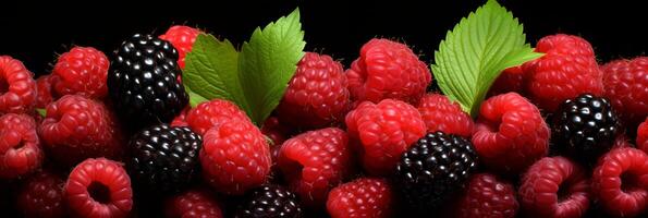 AI generated Delicious tayberries. fresh and juicy background banner for berry lovers and food enthusiasts photo