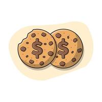 Dollar Cookie Vector Illustration. Food Snack Concept Design