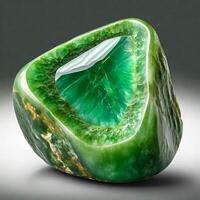 AI generated large raw jade isolated on a white gray background photo