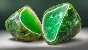 AI generated large raw jade isolated on a white gray background photo